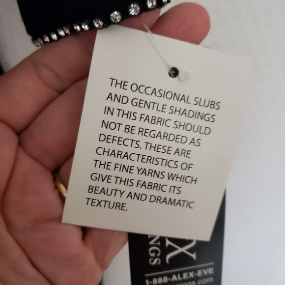 NWT-Alex Evenings Rhinestone Embellished Bateau‎ Navy Jersey Dress Plus Size 18 - Picture 11 of 14